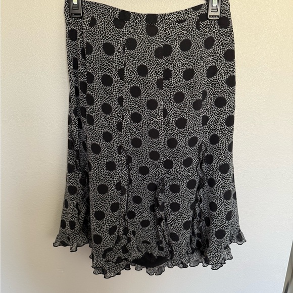 LOFT Black and White Polka Dot Midi Skirt (Ann Taylor) Flouncy Flowy Size 12 - Picture 1 of 6